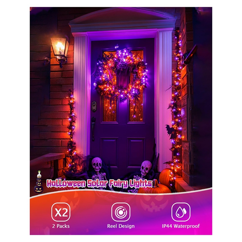 Halloween Led String Lights Orange - Luces Solares de Halloween DT16, 8