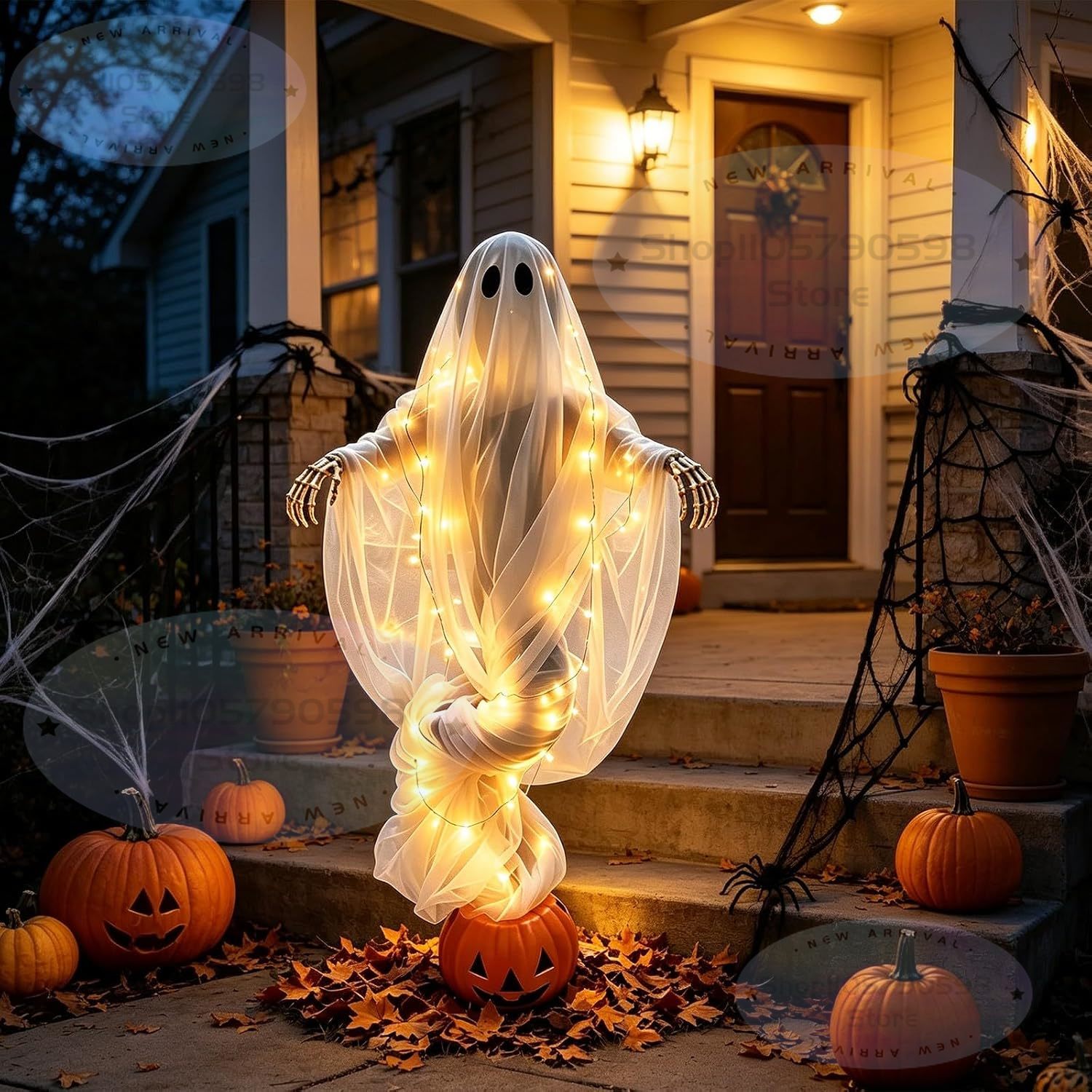 Halloween Pumpkin Decor Led - Lámpara de jardín con forma de