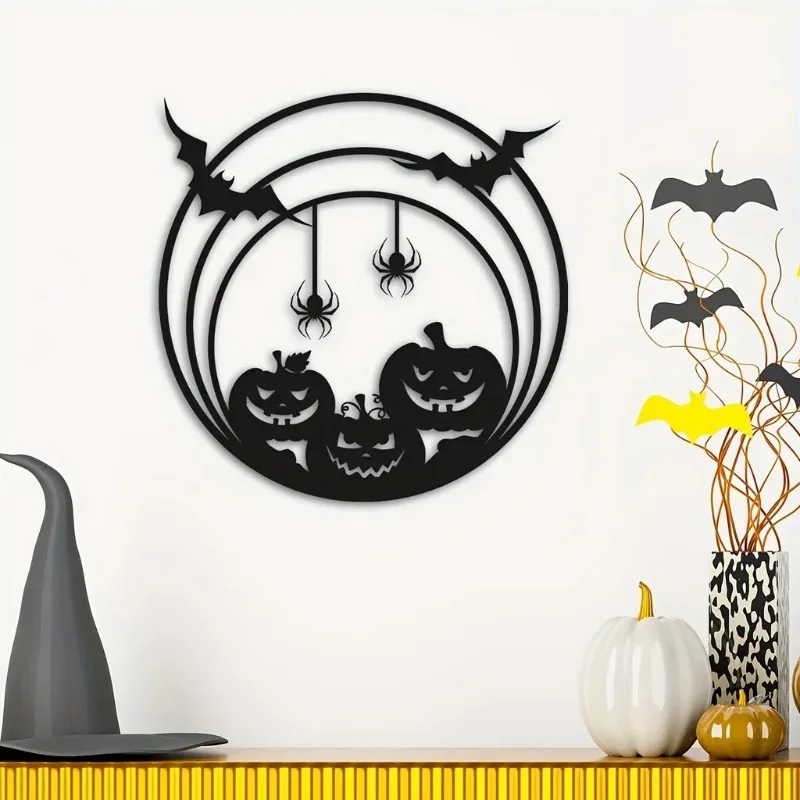 Spider Web Halloween Decoration - Decoración de pared metálica para Halloween: