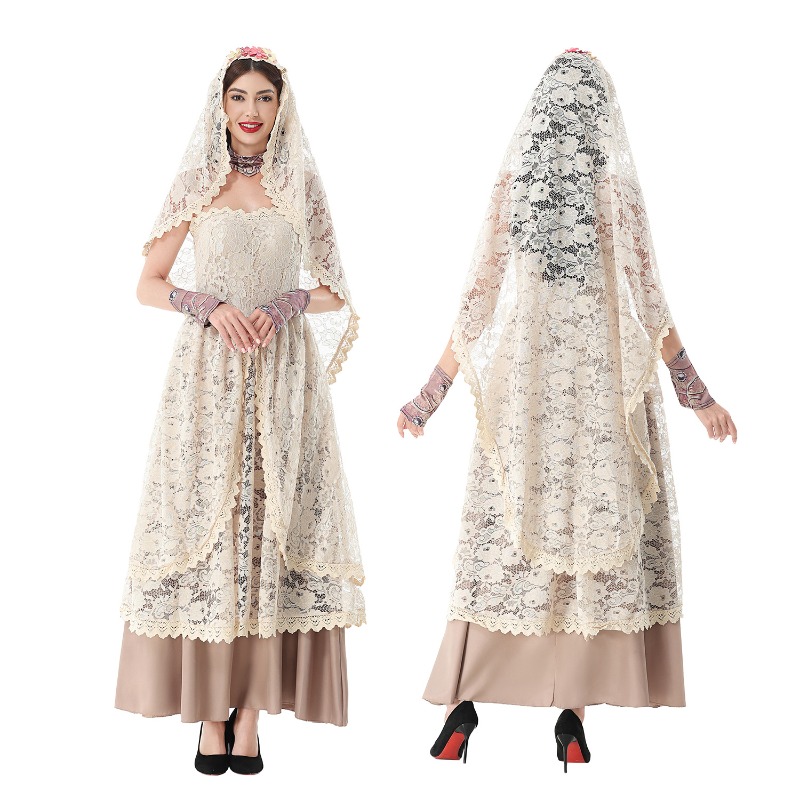 Halloween Costume Adult - Vestido largo de encaje vintage para