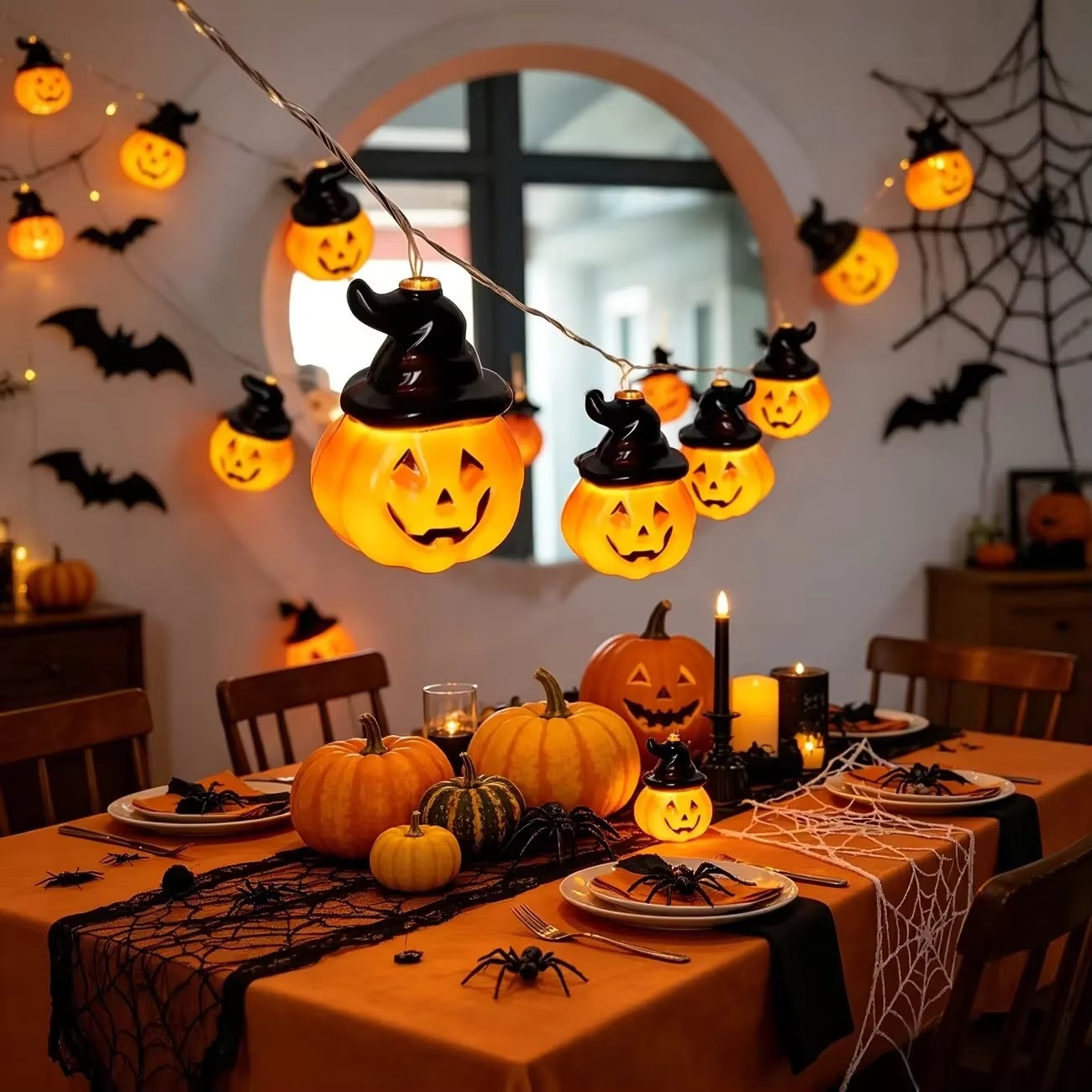 Halloween Led String Lights Orange - Guirnalda de luces con forma de