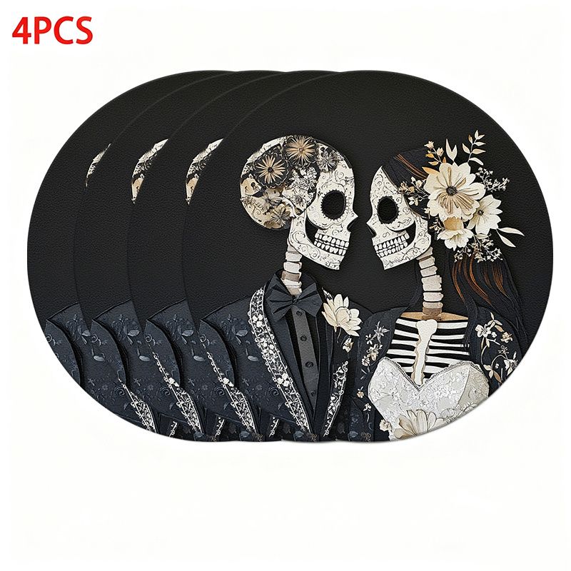 Halloween Skeleton Decoration - VIKAMA Tapete de Mesa Retro con