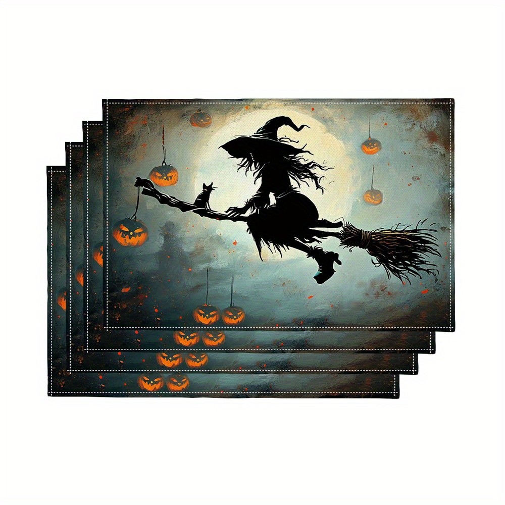 Pumpkin Lantern Halloween - Juego de 4 manteles individuales espeluznantes