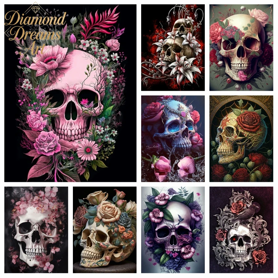 Halloween Skeleton Decoration - Pintura de diamantes sin marco, arte