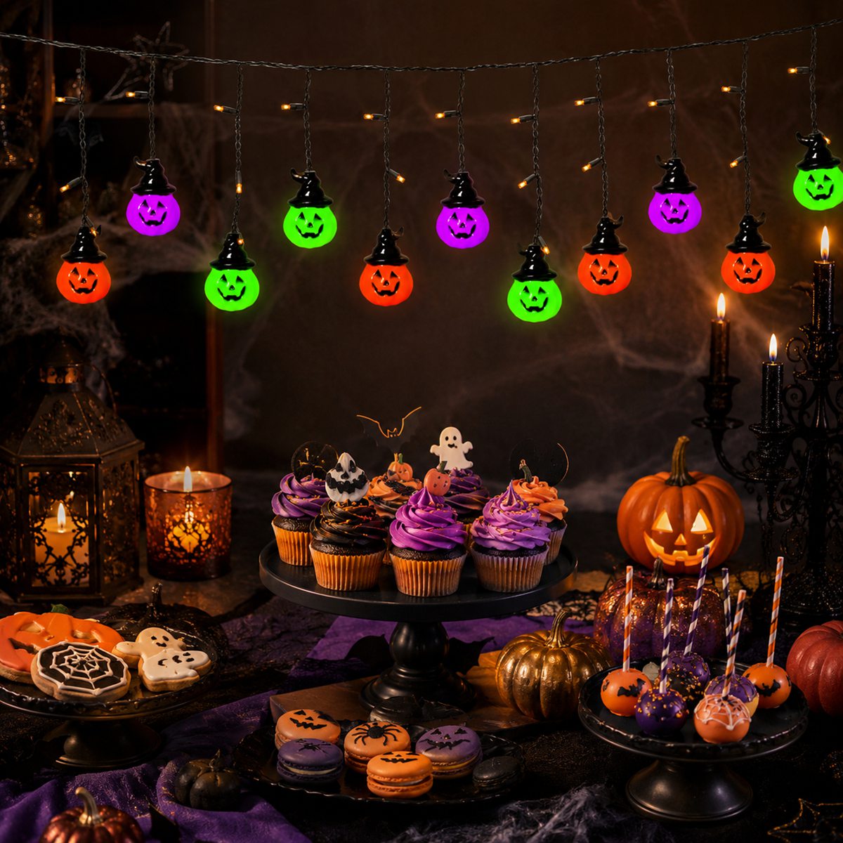 Halloween Led String Lights Orange - 1 unidad de luces de calabaza