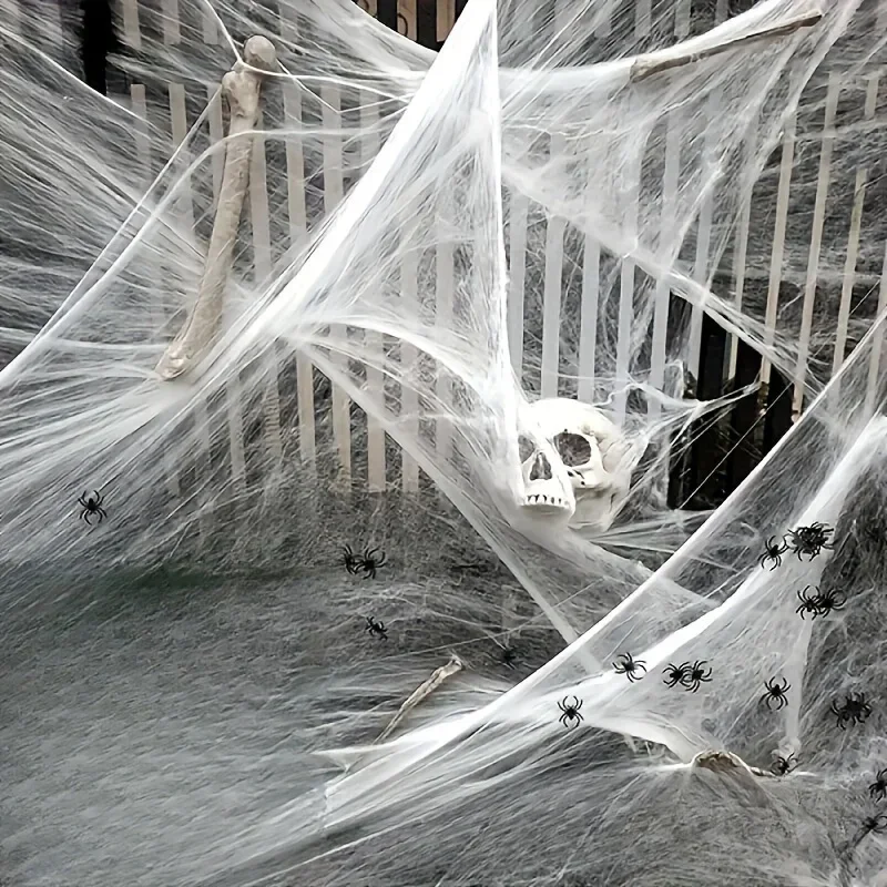 Telarañas elásticas con 2 arañ - Spider Web Halloween Decoration reseña y precio