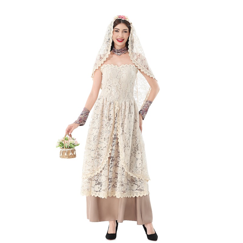 Vestido largo de encaje vintag - Halloween Costume Adult reseña y precio