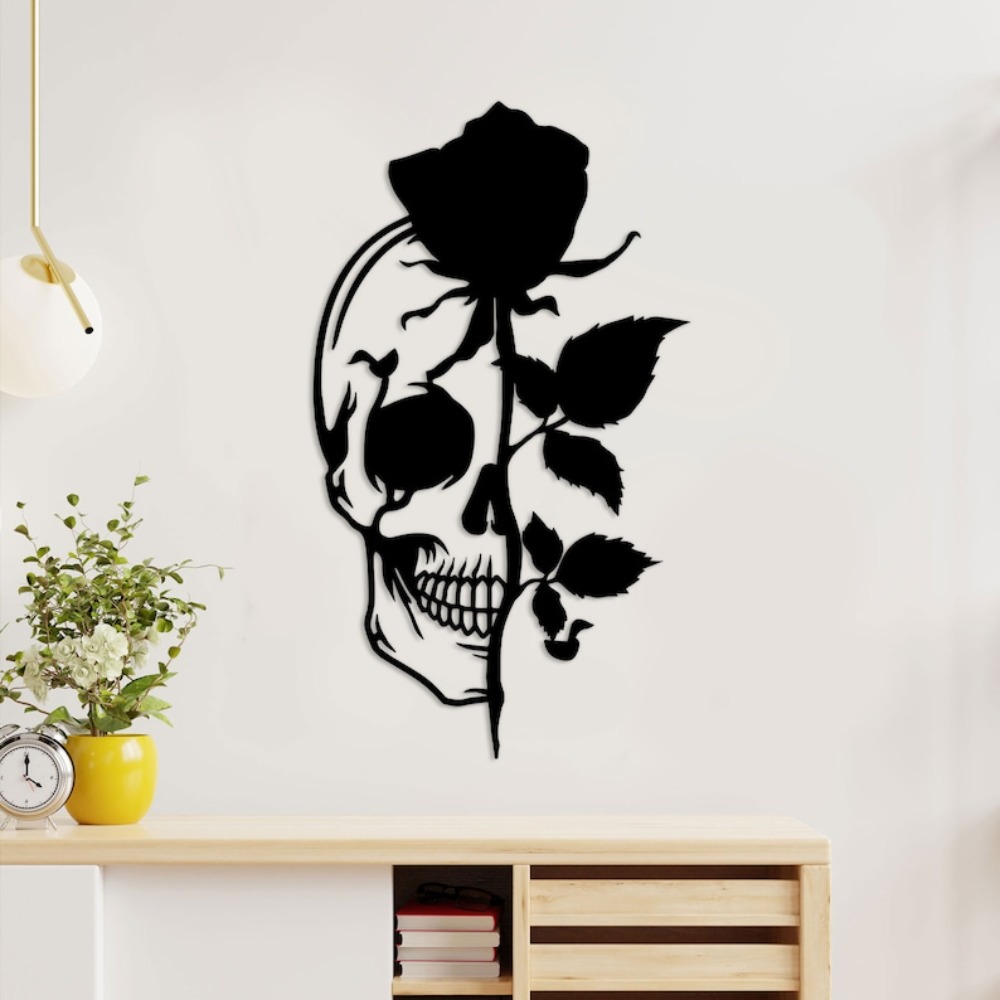 Arte de pared de metal con cal - Halloween Skeleton Decoration reseña y precio