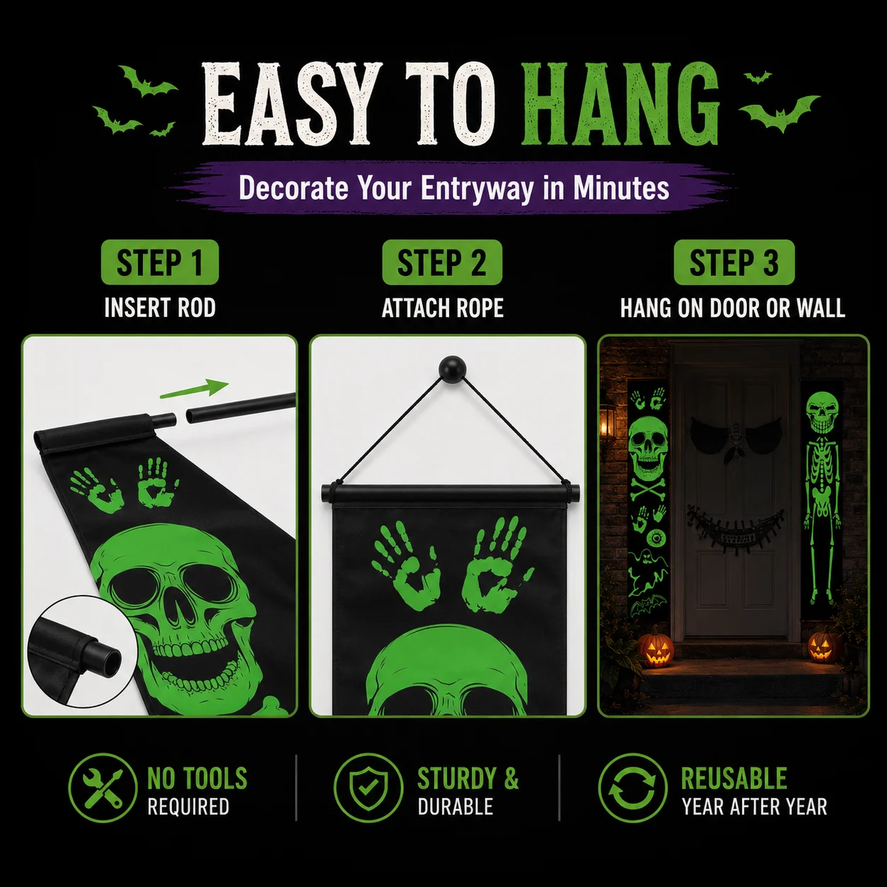 2 unidades de pancartas de Hal - Halloween Skeleton Decoration reseña y precio