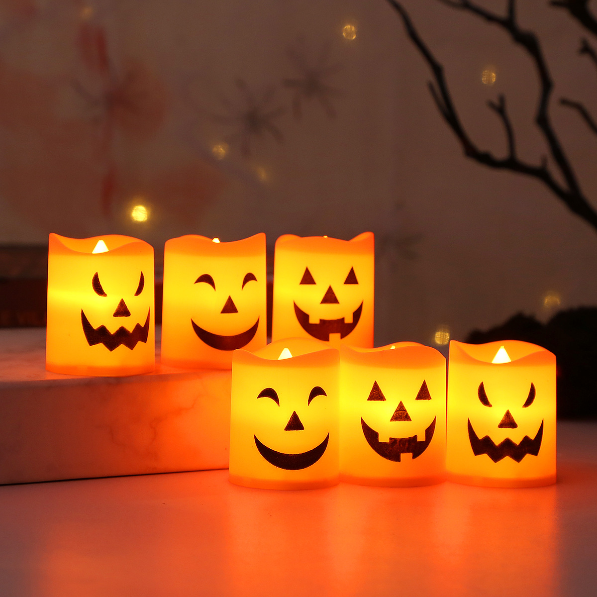 Juego de 6 Velas LED de Calaba - Halloween Pumpkin Decor Led reseña y precio