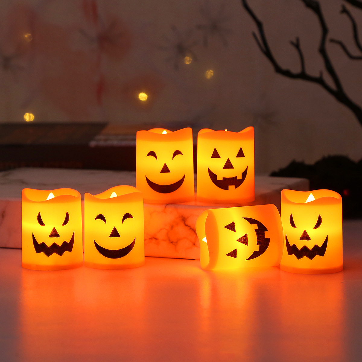 Juego de 6 Velas LED de Calaba - Halloween Pumpkin Decor Led reseña y precio