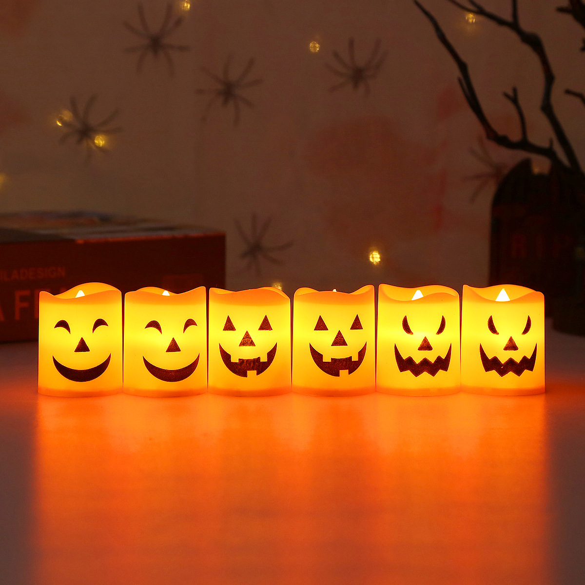 Juego de 6 Velas LED de Calaba - Halloween Pumpkin Decor Led reseña y precio