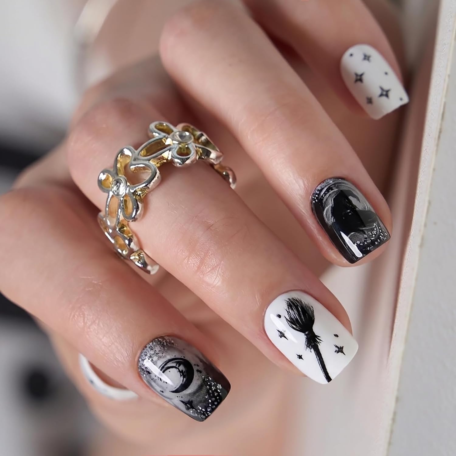 Uñas postizas de Halloween, uñ - Spider Web Halloween Decoration reseña y precio