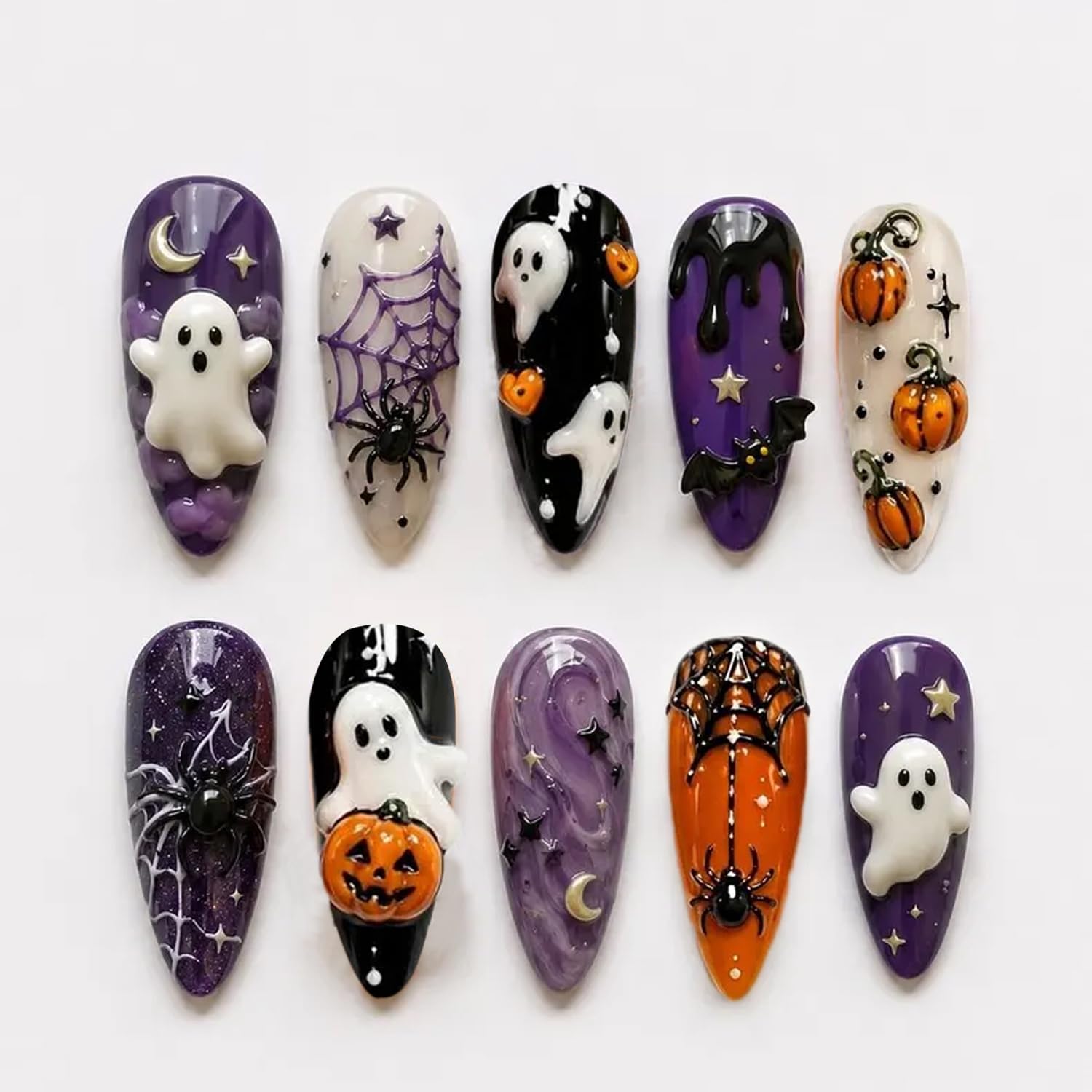 Uñas postizas de Halloween, uñ - Spider Web Halloween Decoration reseña y precio