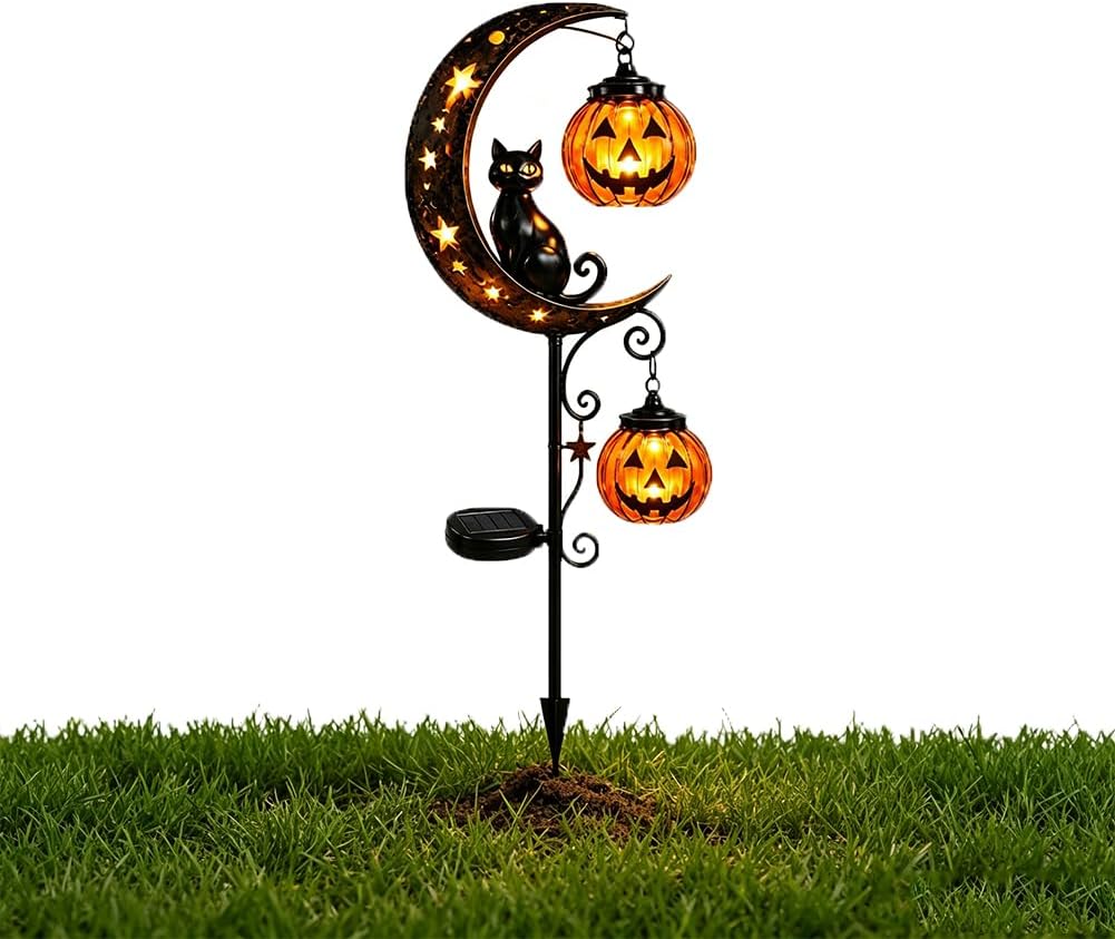 Luz solar para jardín con dise - Pumpkin Lantern Halloween reseña y precio