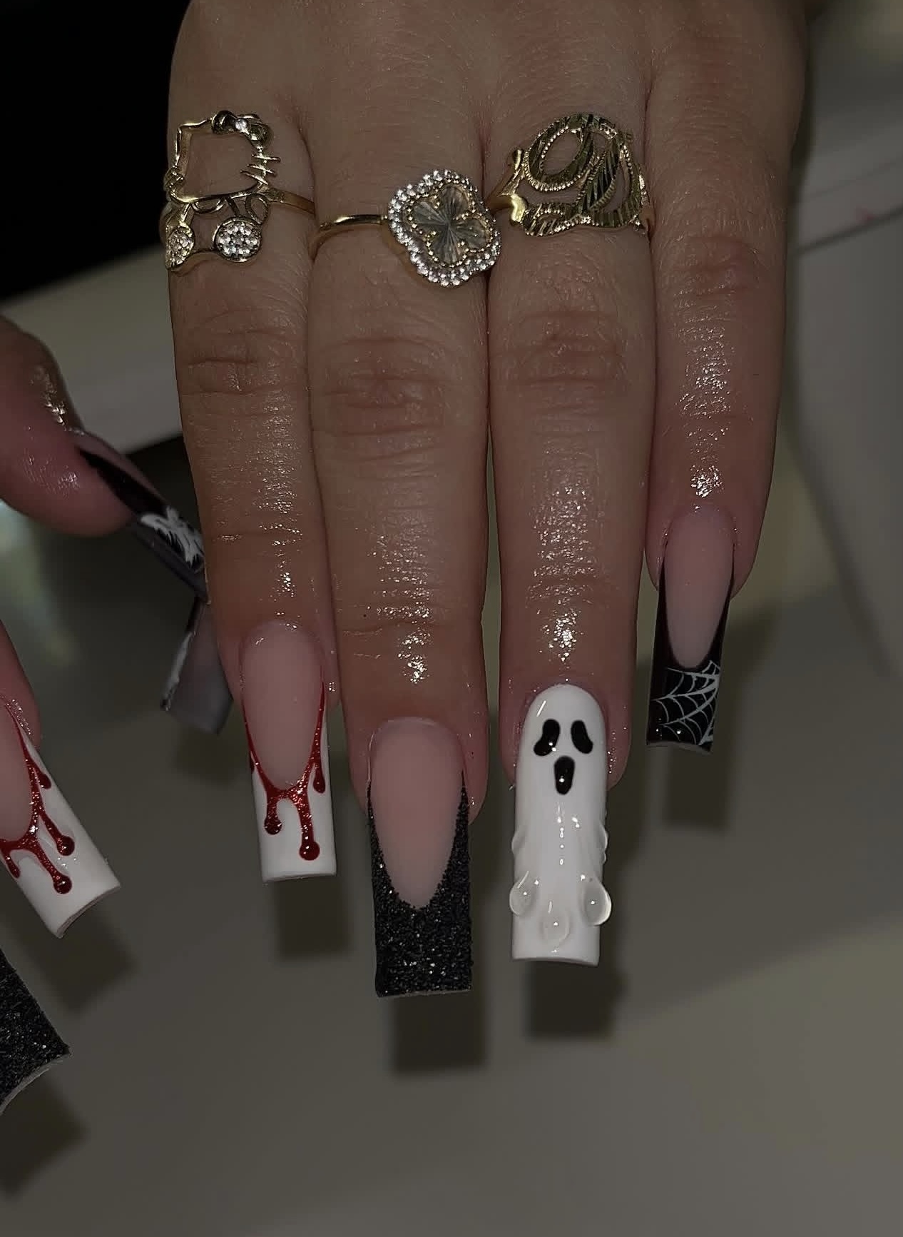 10 piezas de uñas postizas tra - Spider Web Halloween Decoration reseña y precio