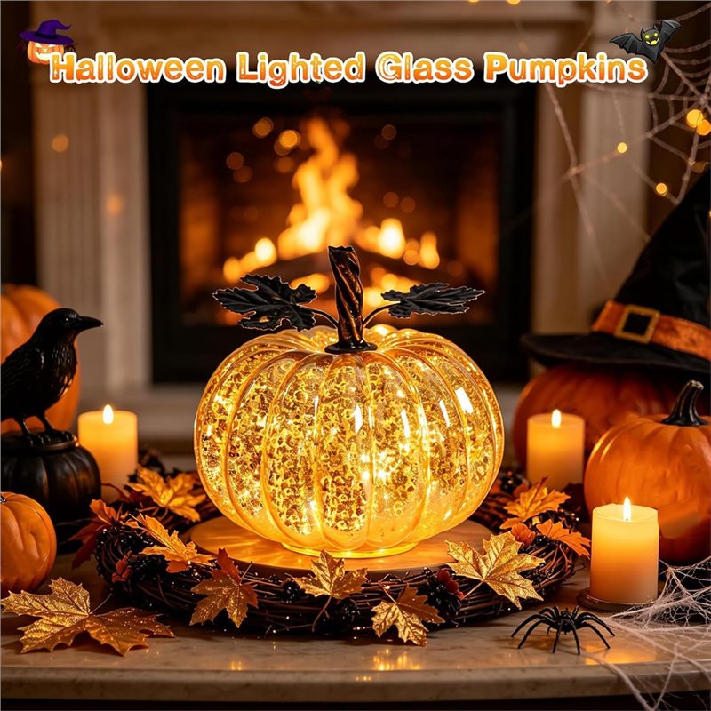 Lámpara de Calabaza de Cristal - Halloween Pumpkin Decor Led reseña y precio