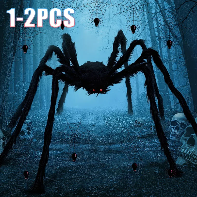 1-2 unidades de araña de peluc - Spider Web Halloween Decoration reseña y precio