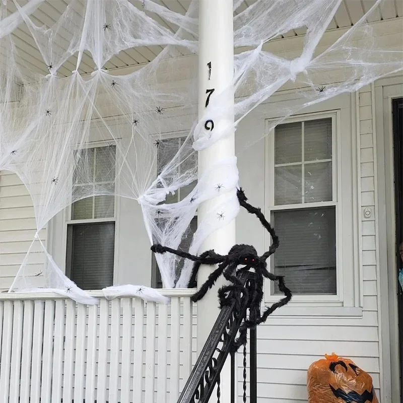 1-2 unidades de araña de peluc - Spider Web Halloween Decoration reseña y precio